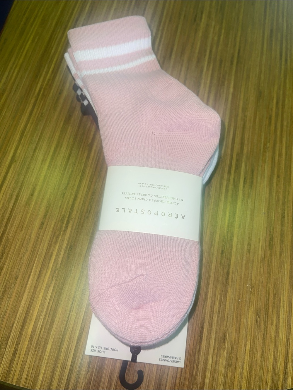 Aeropostale women’s Light Pink Crew Socks with White Stripes
